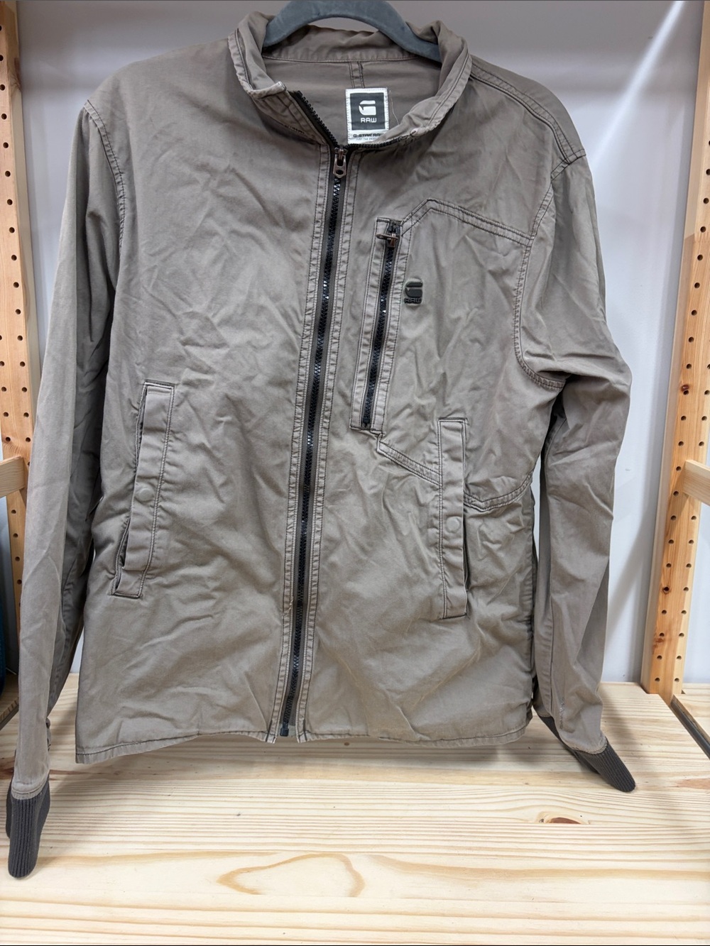 G-Star Men's Taupe/Brown Lightweight Zip Front Jacket